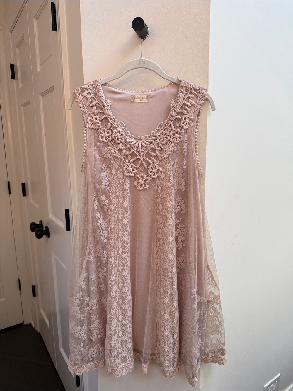 Altar'd State Blush Pink Crochet & Lace Mini Dress